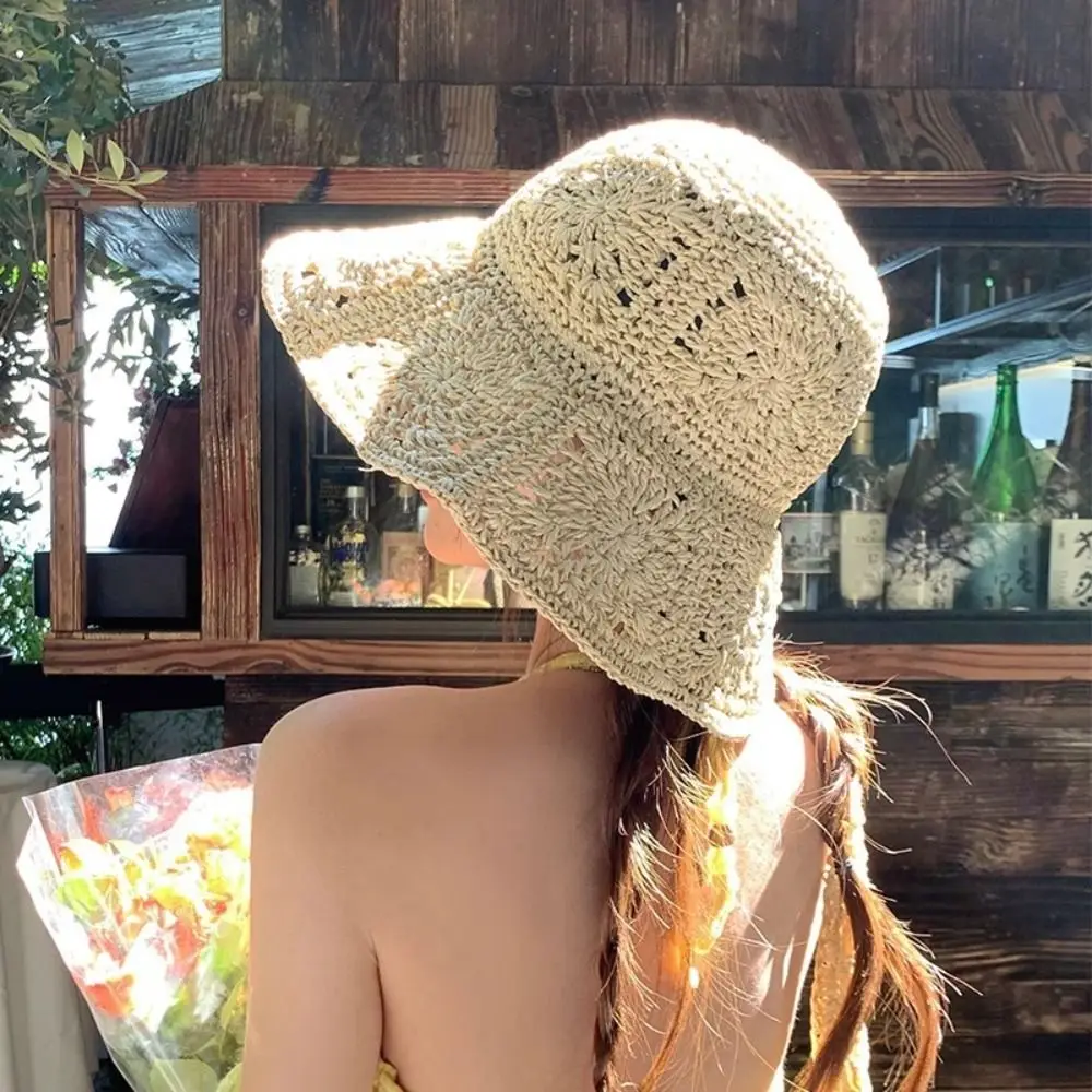 

Garde UV Protection Sunscreen Straw Hats Breathable Foldable Crochet Sun Cap Lightweight Beach Hats Sun Protection