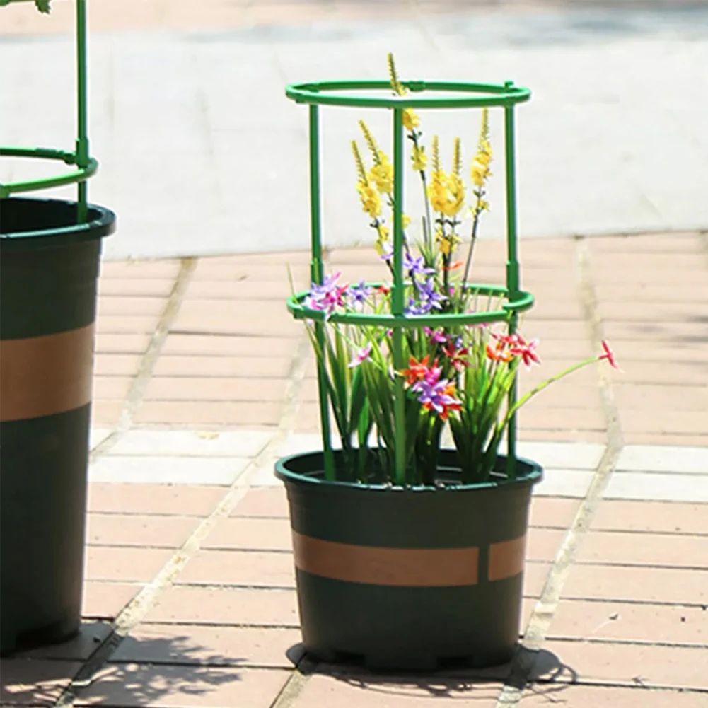 Tomato Cage Plant Support 2 Layers Plant Stakes Round Plant Support Ring Plastic Plant Cage Holder Flower Pot Climbing Trellis