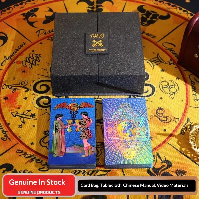 cartes-de-tarot-originales-classiques-waite-feuille-d'or-impermeables-ensemble-complet-divination-pour-debutants-avec-pochette-et-nappe-1909
