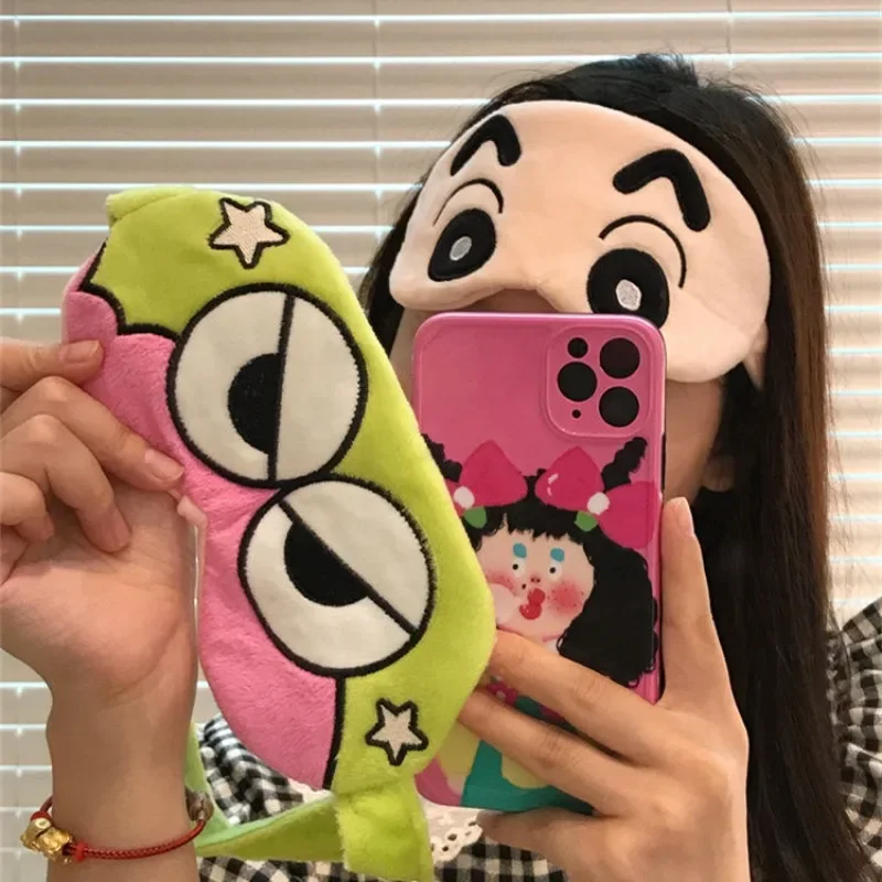 New Kawaii Crayon Shin-chan Waniyama Eye Mask Girls Cartoon Animation Office Nap Eye Mask To Help Sleep and Breathable