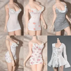 1/6 Scale Female Soldier Clothes Ice Silk Vest Floral Skirt Suspender Dress Waist Chain Sided Shawl for 12
