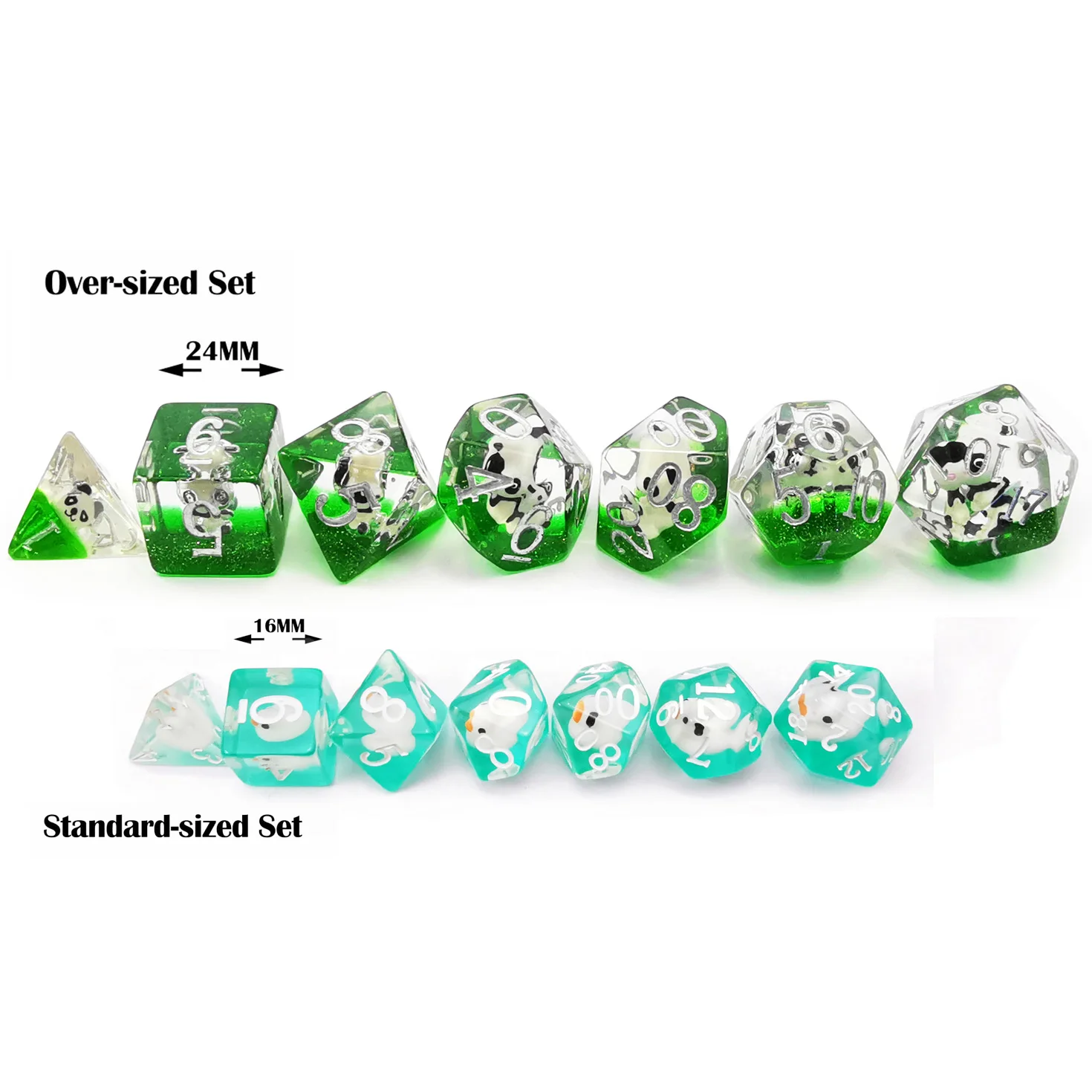 Bescon Oversized DND Animal Dice Set of Panda, Giant 7pcs Panda Polyhedral D&D Dice Set, Big Sized Dungeons and Dragons Dice