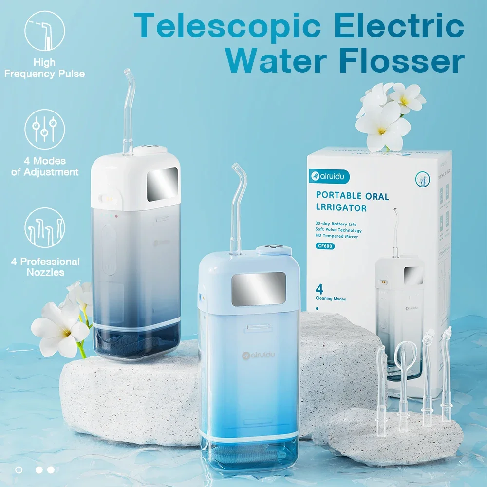 

Перезаряжаемый портативный ирригатор для полости рта — электрическая водяная нить с 4 режимами очистки, водонепроницаемое устройство для чистки зубов с 4 форсунками