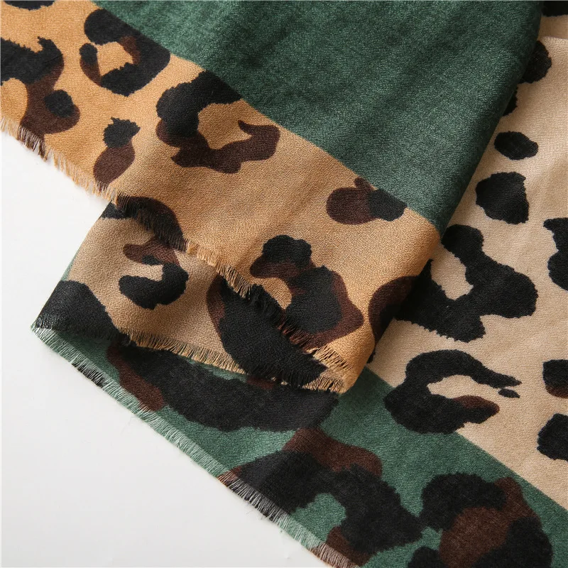 Spring Designer unique luxury brown ladies wild leopard scarf female long scarf shawl thin brown fashionable scarf long shawl