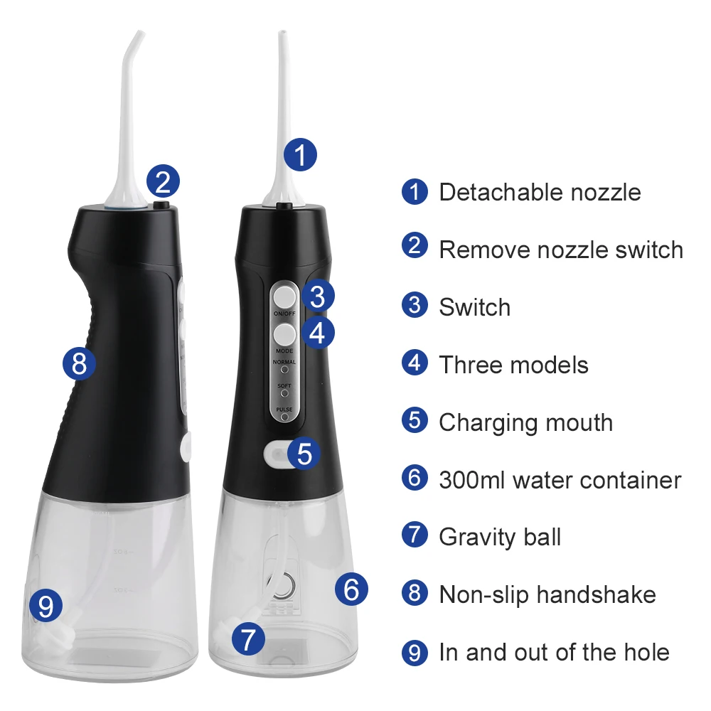 High-Power Water Flosser: 4 Modes, Gentle on Gums, Removes Plaque & Food Particles, Waterproof Cordless Oral Irrigator Rechargea