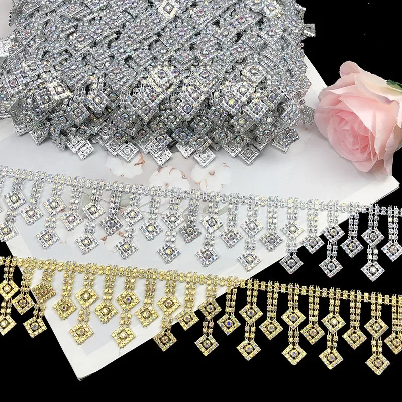 

4.5m Rhinestone Chain Lace DIY Handmade Wedding Dress Decoration Crystal Tassel Trim Clothing Decorative Sewing Accessories