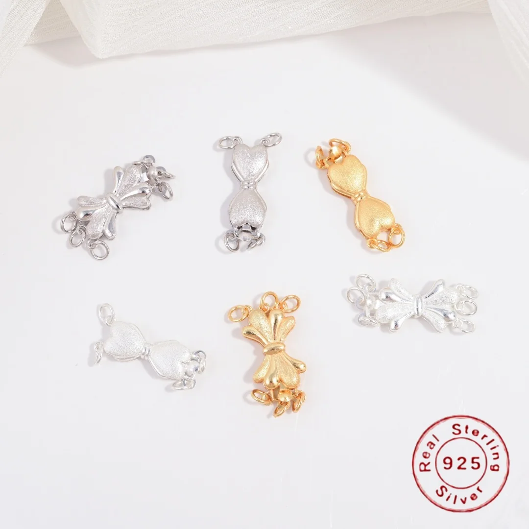 

Застежка-бабочка из стерлингового серебра S925 для браслетов и ожерелий ручной работы, двойной ряд жемчуга, аксессуары SK164