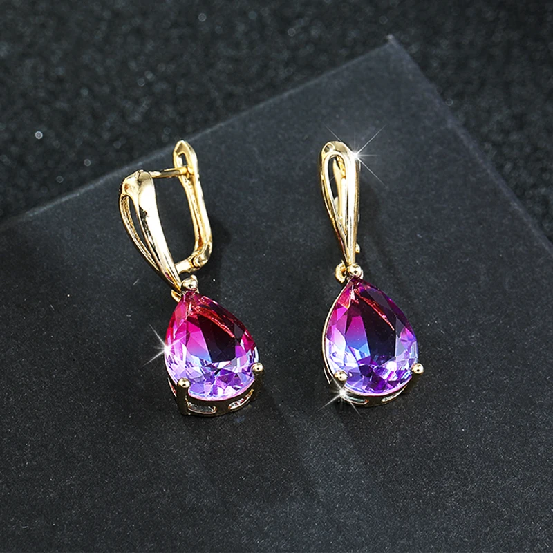 

HUAMI Water Drop Crystal Pendant Earrings Fashion Zircon Earrings Luxury Jewelry for Women Wedding Party Valentine's Girls Gifts
