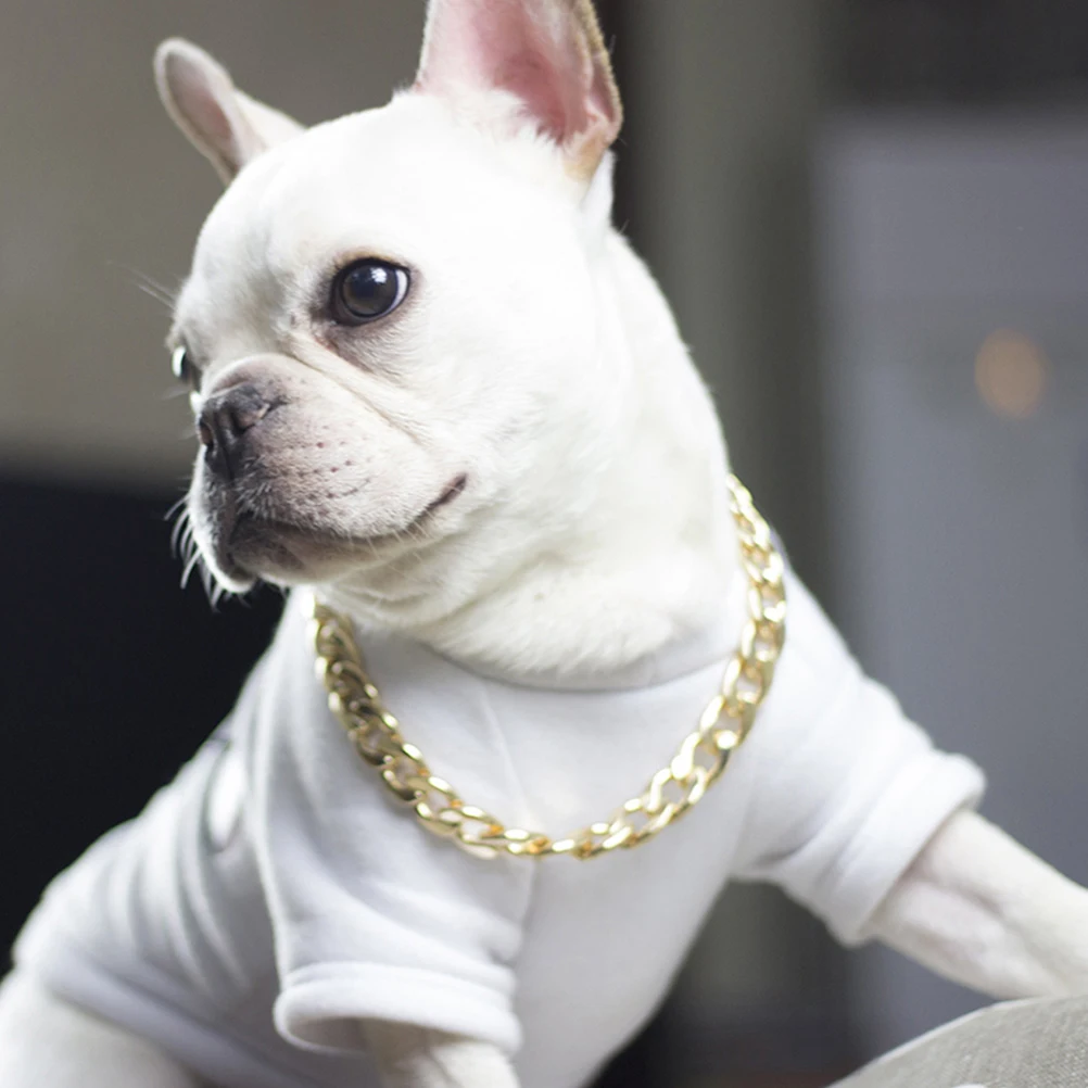 

2Pcs Metal Chain Pet Accessories Stylish Dog Collar Gold Necklace Daily Wear Gatherings Holidays Round Edges Polished Surface