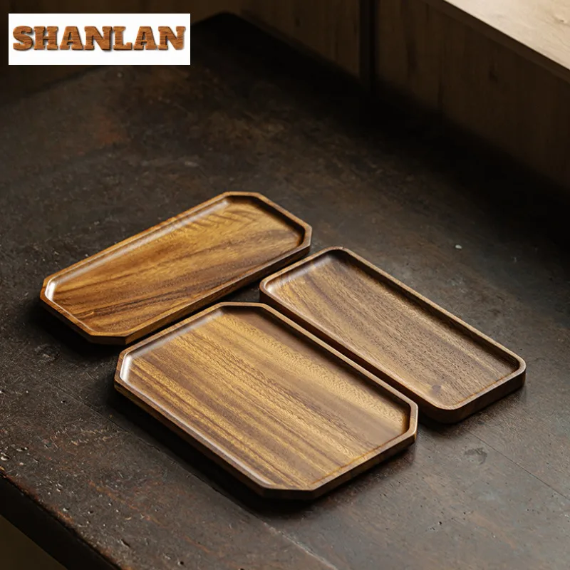 

Walnut Wood Rectangle Plate For Food Teapot Base Support Solid Wood Tea Tray Antique Tea Board Dishes For Serving Decoration