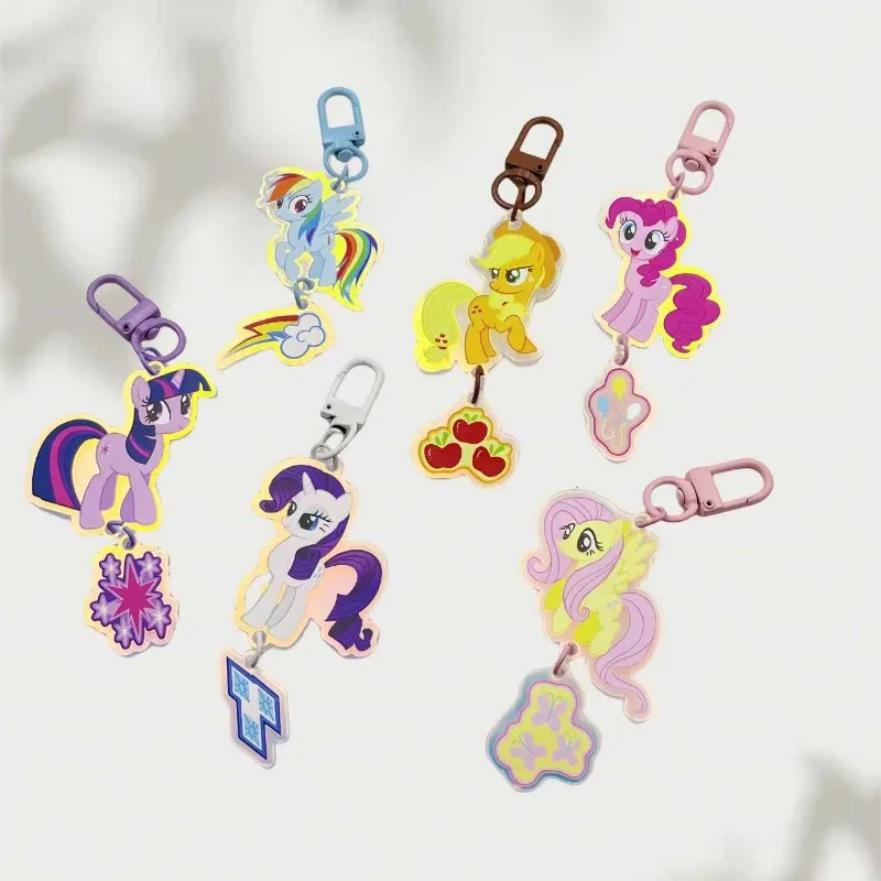 My Little Pony sleutelhanger schattige cartoon acryl sleutelhanger Laser Series kinderrugzak charme