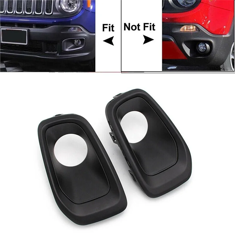 AC34-المصد الأمامي الضباب الخفيف مصباح الحافة غطاء الضباب الخفيف الإطار ل 2015-2018 Jeep Renegade 5XB28XS9AA 5XB32XS9AA