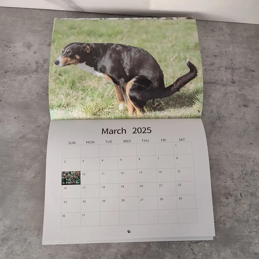 2025 Funny Dogs Pooping Calendar Daily Weekly Monthly Planner Creative Wall Calendar Funny Desktop Calendar Gift