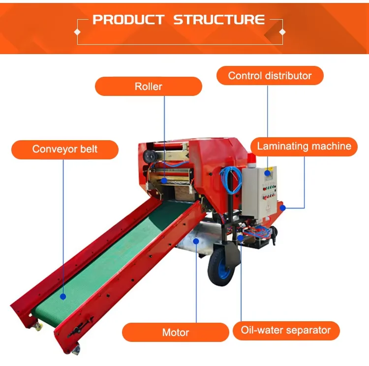 Hot Sale Electric Diesel Grass Silage Baler Bundled Film Machine Hay Wet Biomass Straw Wrapper Mini Hay Baler