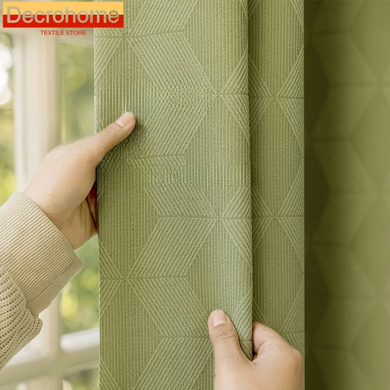 

Chenille Luxury Modern Simple Full Blackout Curtains for Living Room Bedroom Whole House Curtains Customize New Window
