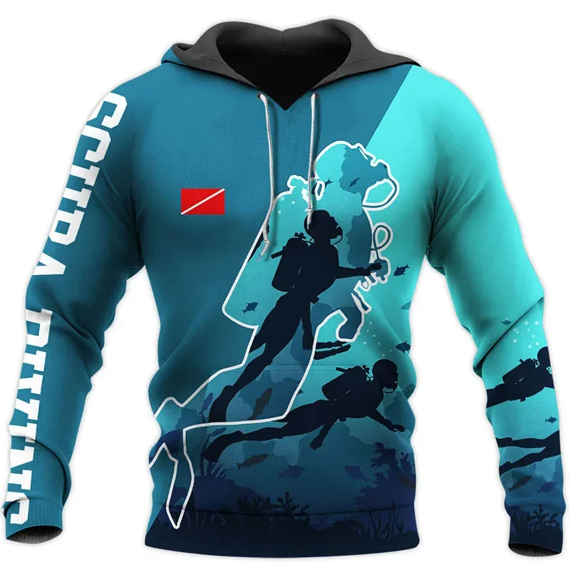 

New Men's/Female Harajuku Fashion Hooded Sweatshirt Scuba Diving Art 3D Overall Print Hoodie Autumn Casual Jacket