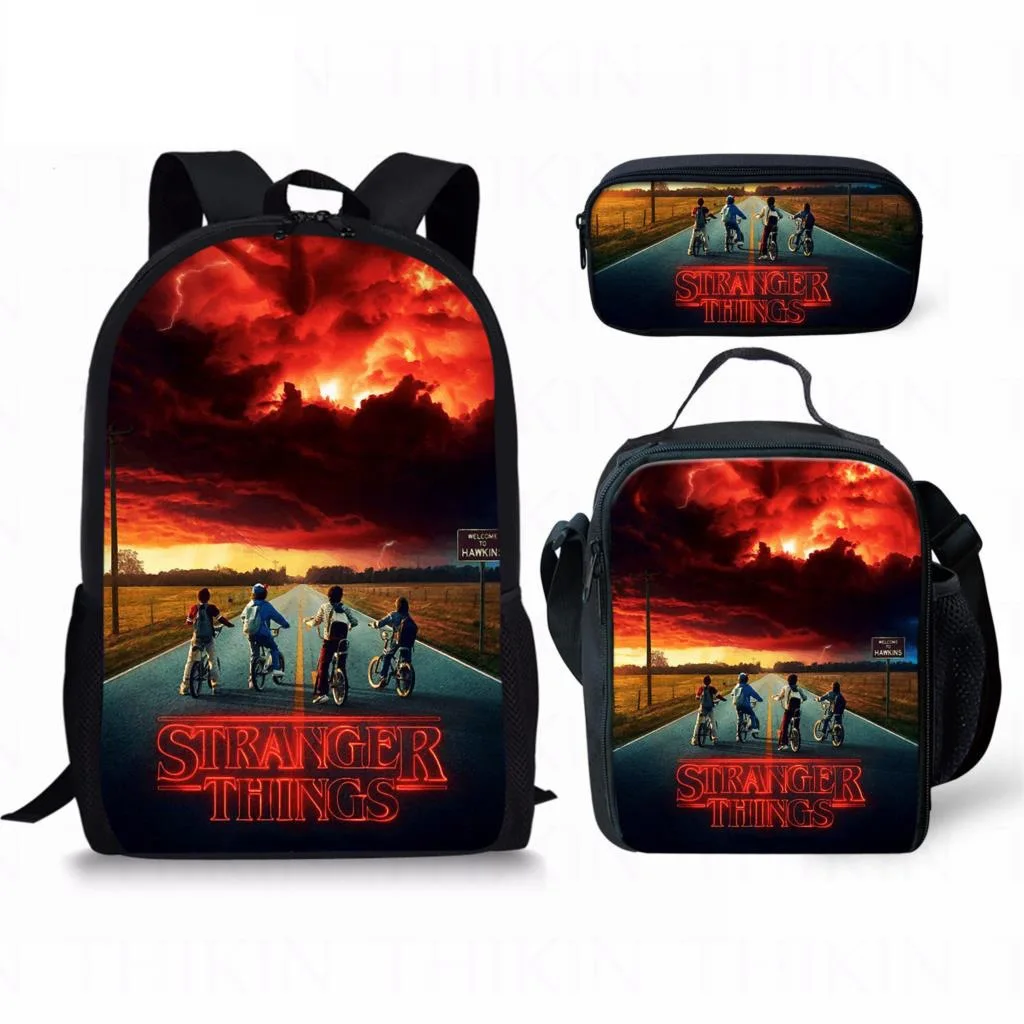 Trendy Youthful Novelty Novelty Funny 3D Print 3pcs/Set Student Travel bags Laptop Daypack Backpack Lunch Bag Pencil Case