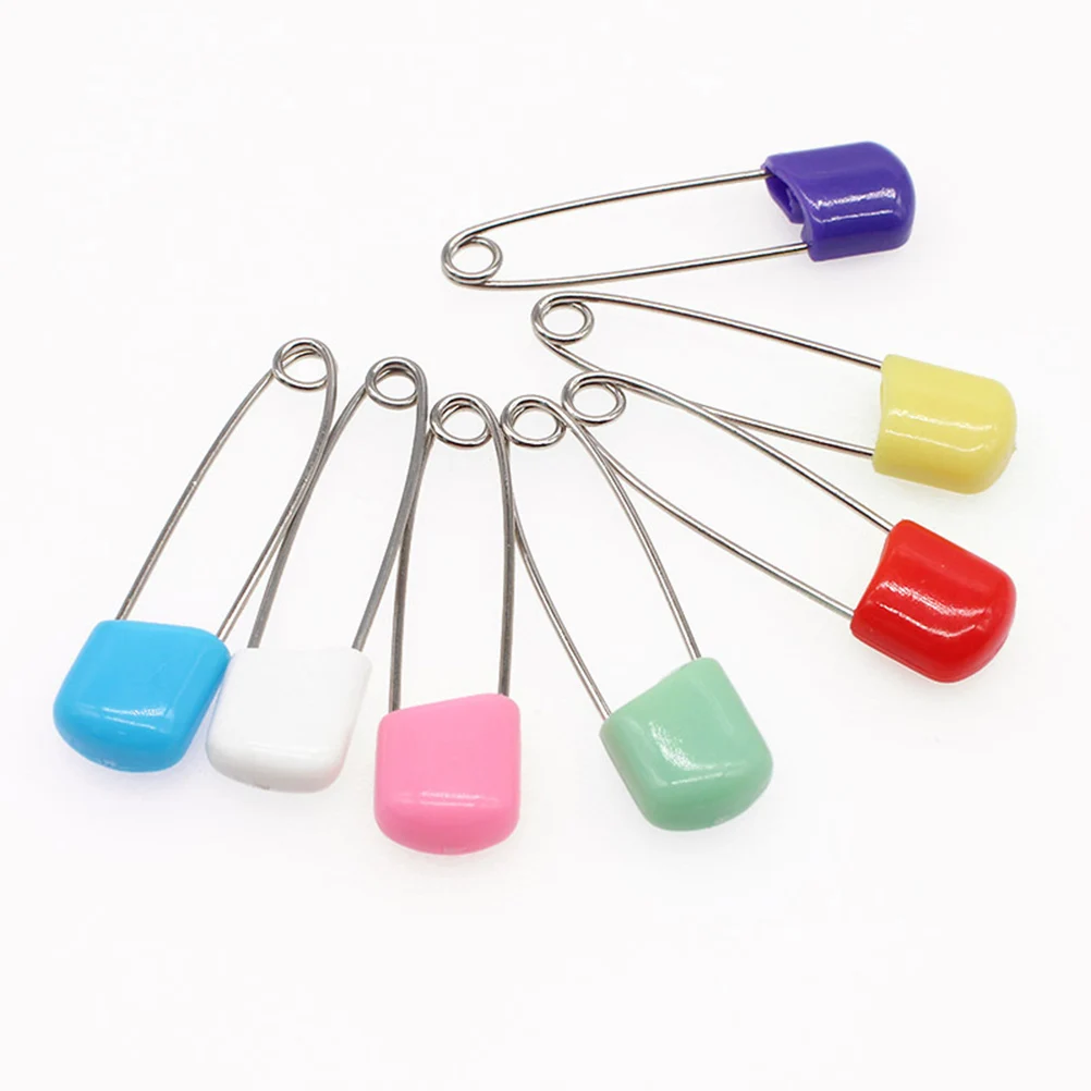 

50 Pcs Safety Pins Stainless Steel Plastic Locking Closure Diaper Pins Baby Cloth Handcraft Sewing Accessories