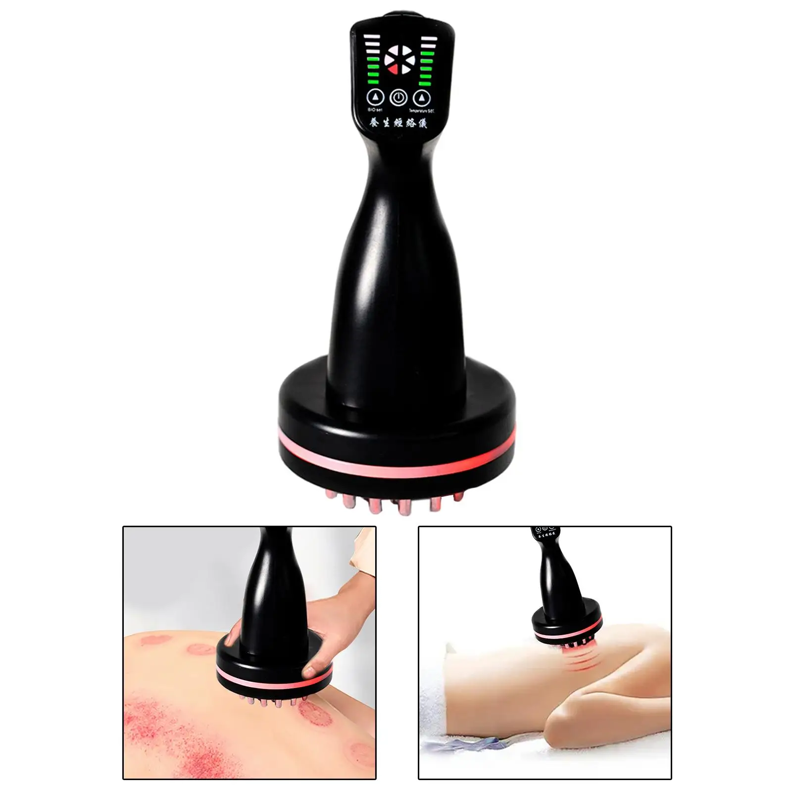 

US Plug Care Adjustable Tool Handheld Machine Health Heating Massager Brush Scraping Device Electric Meridian for Health Salon