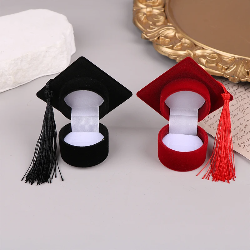 Scatole per anelli a forma di cappello da dottorato creativo, orecchini, gioielli, fidanzamento, matrimonio, scatole per imballaggio regalo di San Valentino