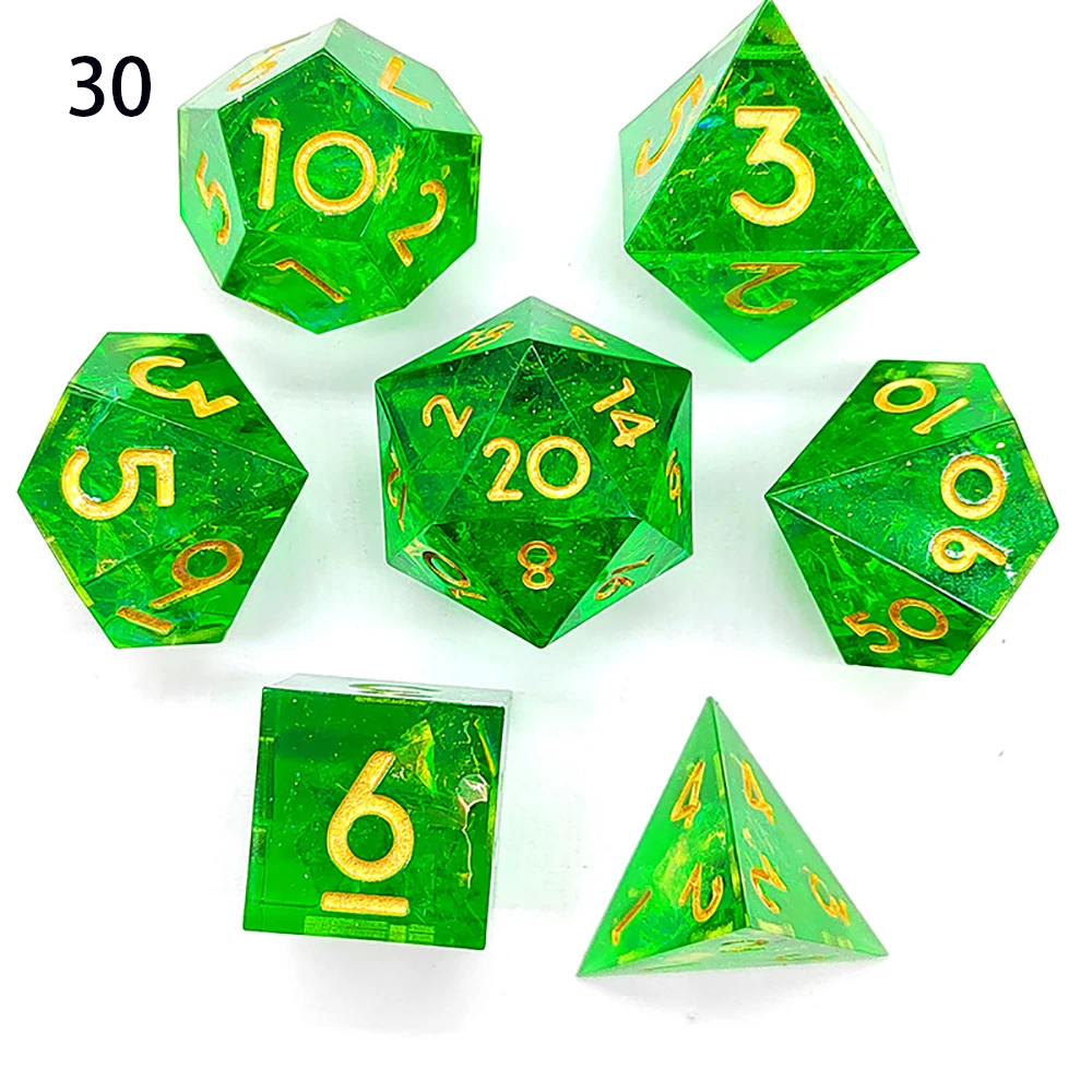 DND Resin Dice Sharp Edge Number Polyhedral Resin Dice D+D Dice Set For Dungeon and Dragon Pathfinder Role Playing Game(RPG)/MTG