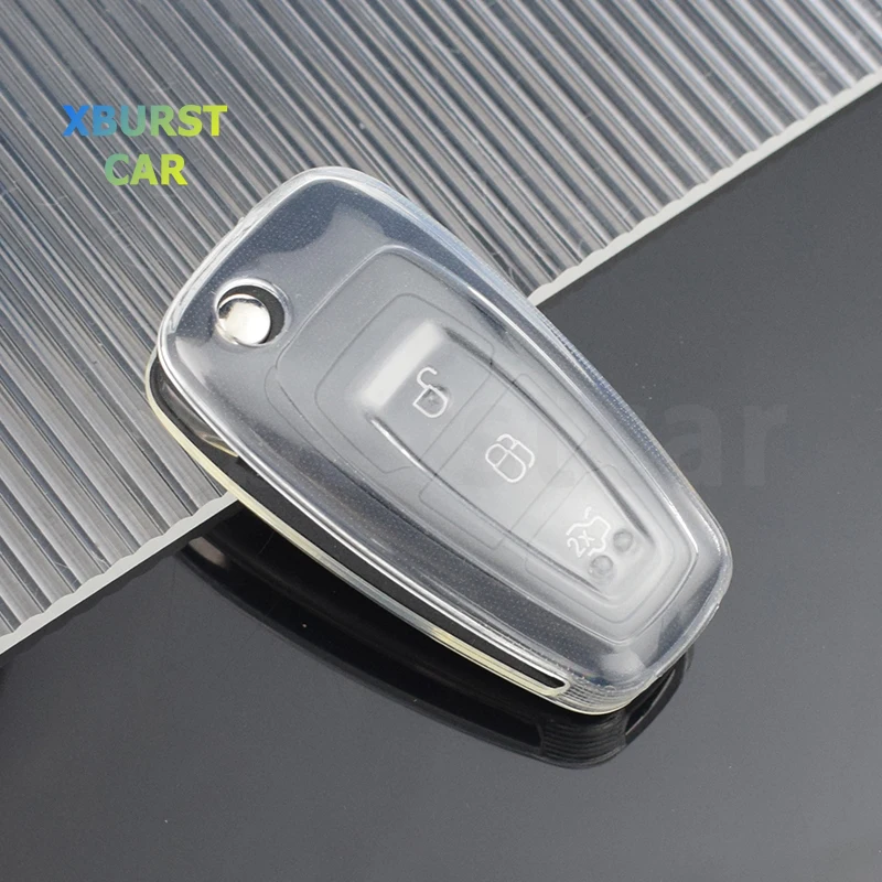 Transparent TPU Shell Fob For Ford Ranger C-Max S-Max Focus Galaxy Mondeo Transit Tourneo Custom Car Remote Key Cover Case