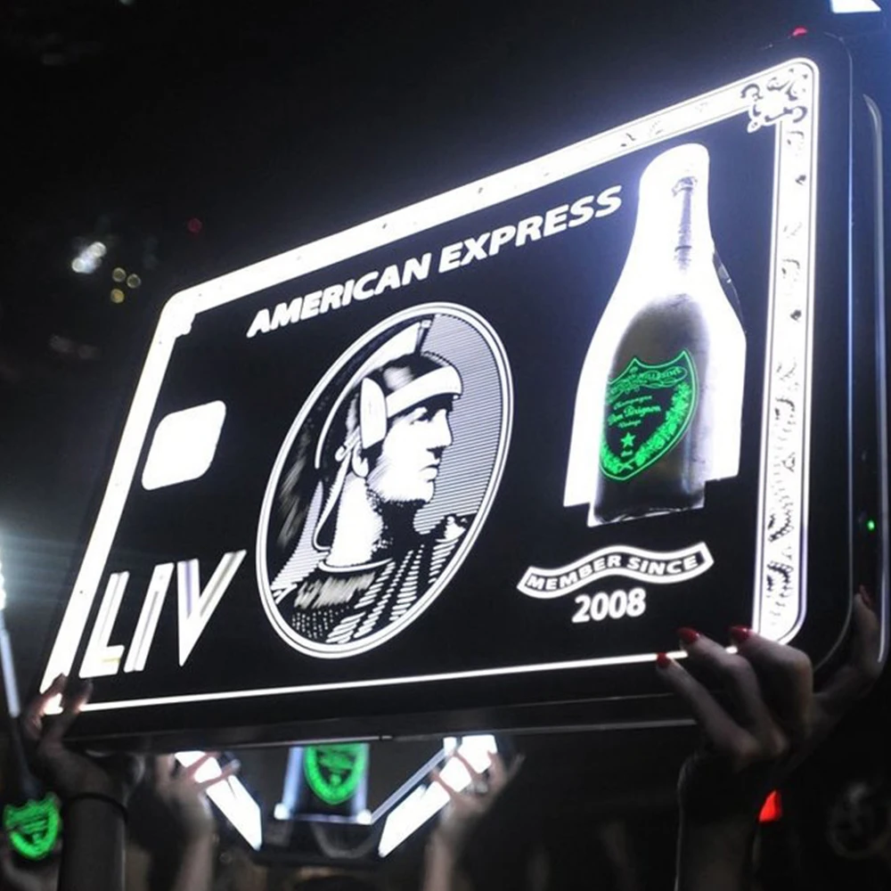 LED Black Card American Express Baller Bill Express Bottle Presenter for Events Wedding Party Lounge Bar Night Club