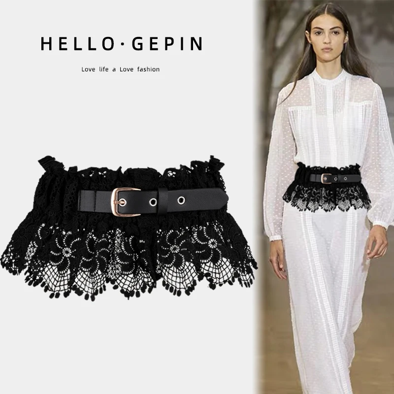 

X6116 Women's Width Waistband Closure Girls Fabric Belt Lace Waist Belt Decoration Wide Dress Girdle Fashionable Versatile Belt