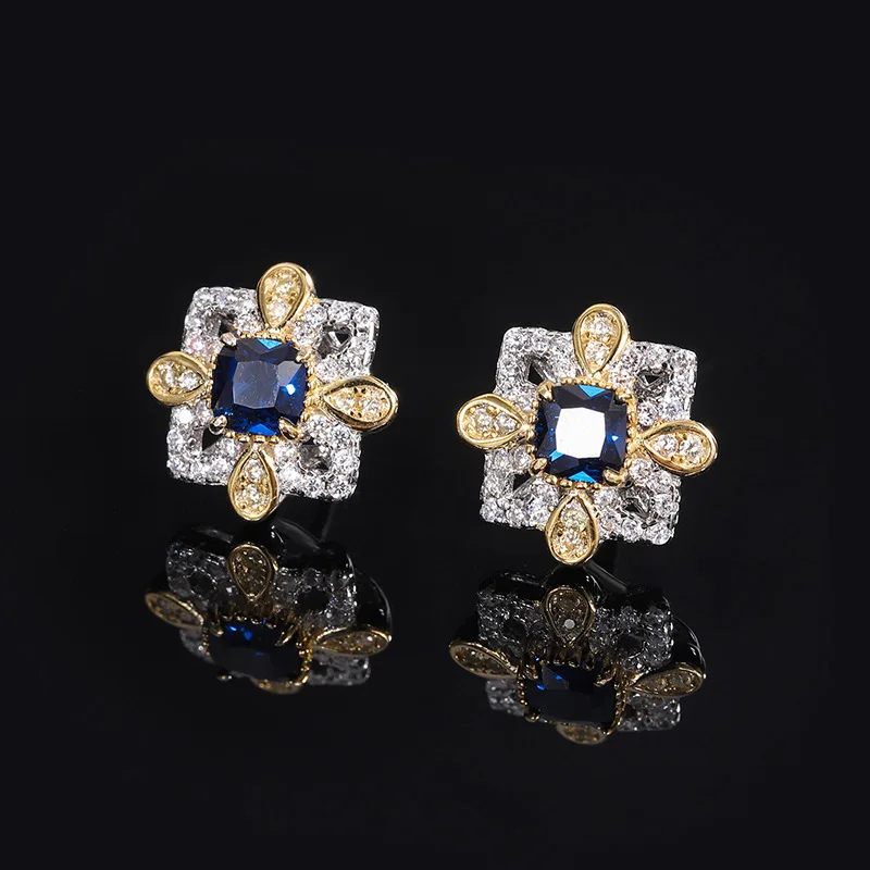 

Jewelry with copper inlay and colored gemstones, individually packaged, floral vintage simple women's earrings 4*4
