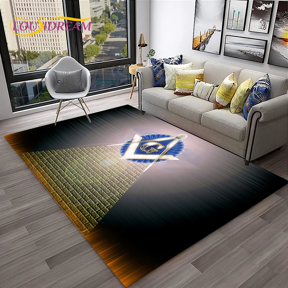 Ring Freemasonry Illuminati Masonic Carpet Rug for Home Living Room Bedroom Sofa Doormat Decor,Kid Area Rug Non-slip Floor Mat