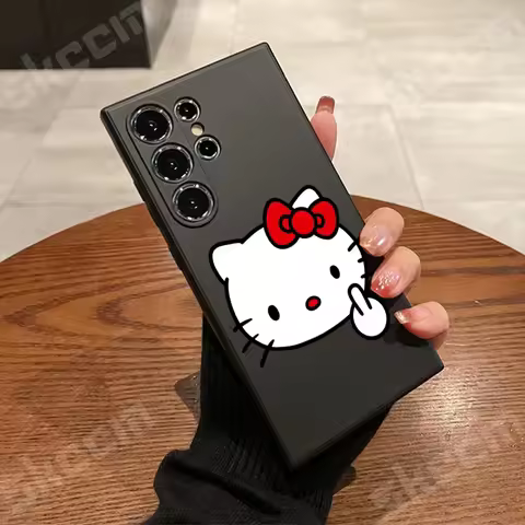 Funny Sanrio Hello Kitty Phone Case For Samsung Galaxy S24 Ultra S23 FE S20 S22 Plus A54 A55 A73 A72 A71 A55 A50 A35 A15 Cover
