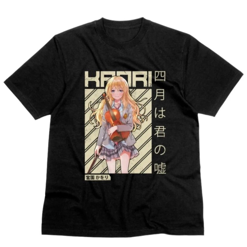 Summer Hot Sale Anime Your Lie in April Miyazono Kaori Character Graphic T‑Shirt Y2K Men Women Trendy Harajuku Round T-shirt