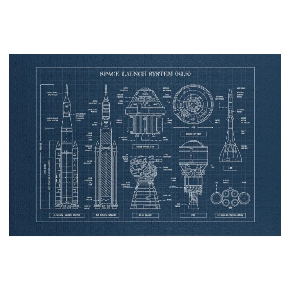Space Launch System (SLS) Navy Blueprint Jigsaw Puzzle Personalised Jigsaw Photo Custom Picture Personalised Puzzle