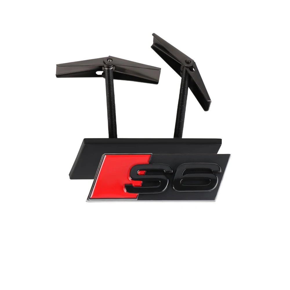 3D ABS Chrom Schwarz S Logo Kühlergrill-Emblem Aufkleber Auto Frontgrill-Abzeichen Dekoration für Audi RS3 RS4 RS5 RS6 RS7 S3 S4 S5 S6 S7 S8