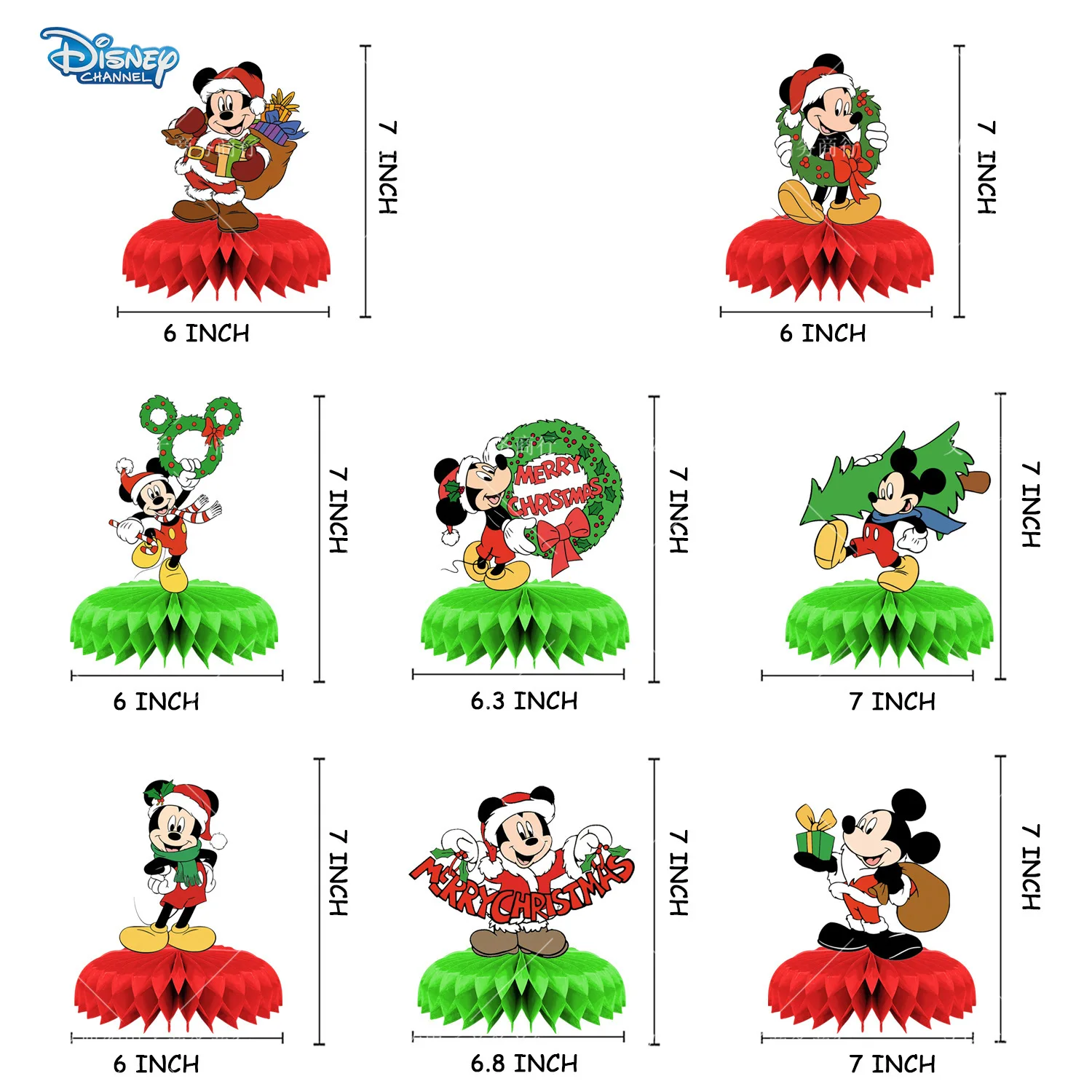 Disney Christmas 8pcs Mickey Party Decoration Christmas Mickey Mouse Ornament Holiday Honeycomb Ball Tabletop Decoration