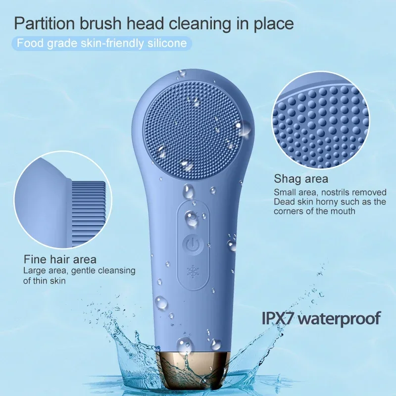 Electric Facial Cleansing Brush Device Face Scrubber Waterproof Face Scrub Brush Silicone Face Scrubber Cleanser