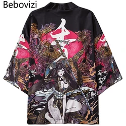 Bebovizi Summer Beauty Samurai Traditional Kimono Japanese Anime Clothes Cardigan Cosplay Men Women Yukata Female Shirt Blouse