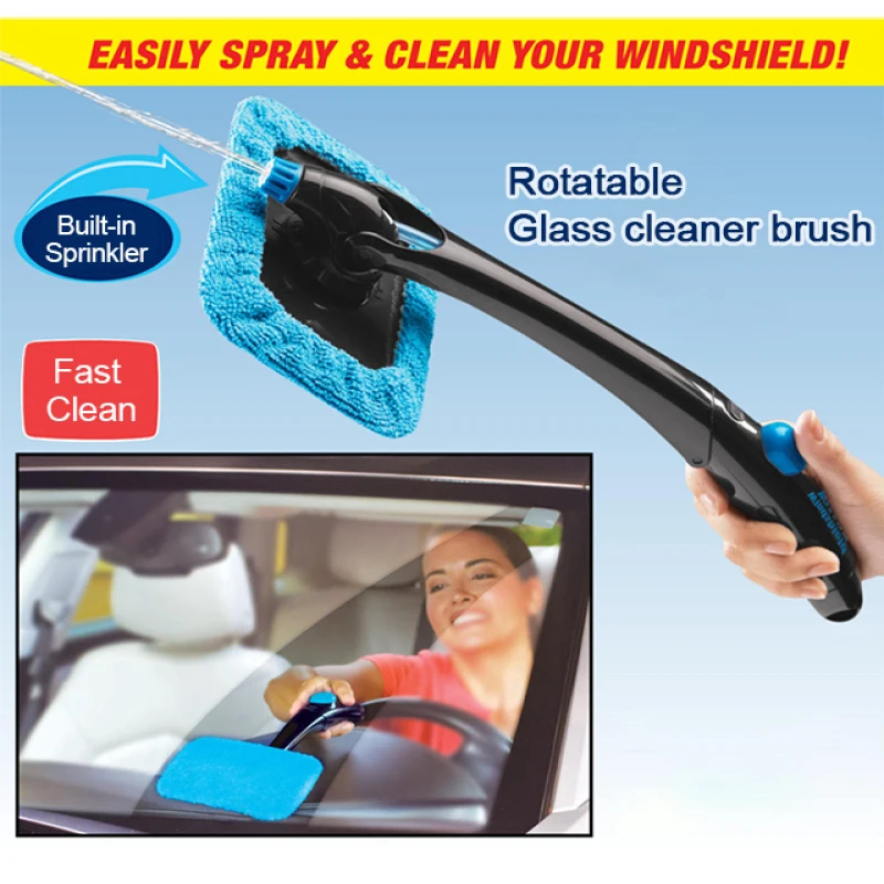 Multi-purpose folding automatic water spray car cleaning brush can be rotated bedroom kitchen household glass cleaner God