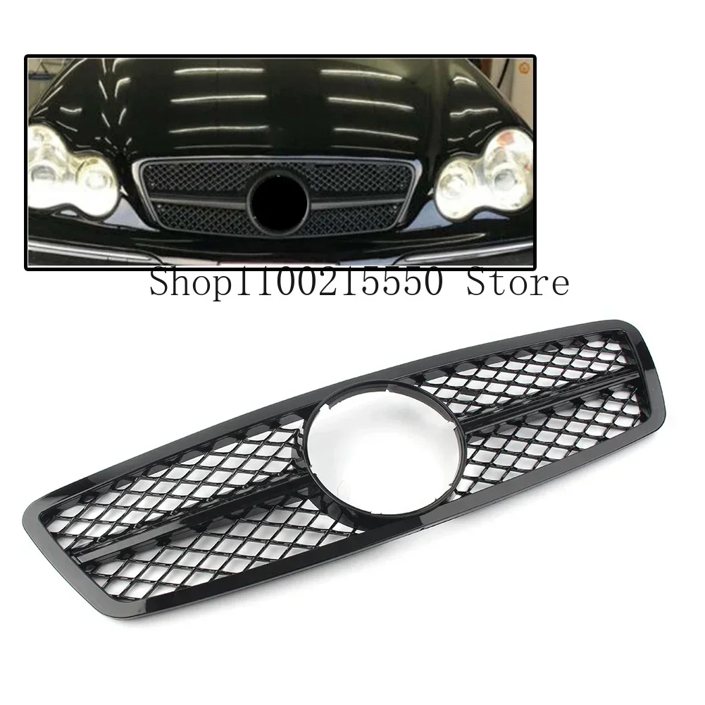 car Style Front Grille Gloss Black Grill For Mercedes-Benz C-Class W203 C280 C320 C240 C200 C63 2000-2006 Sedan fast ship