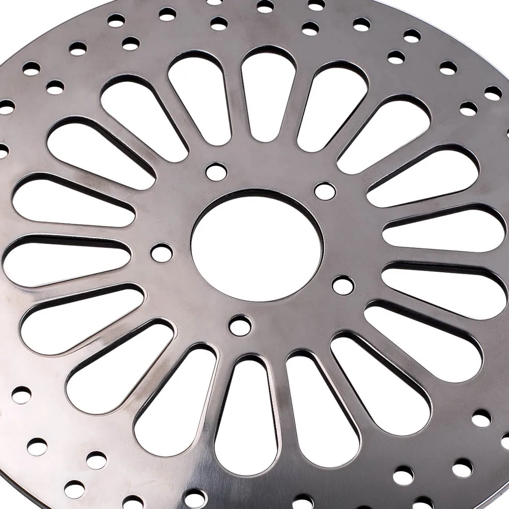 Polished Front 11.8 Disc Drilled Brake Rotor for  Harley Dyna models Touring with 11.8