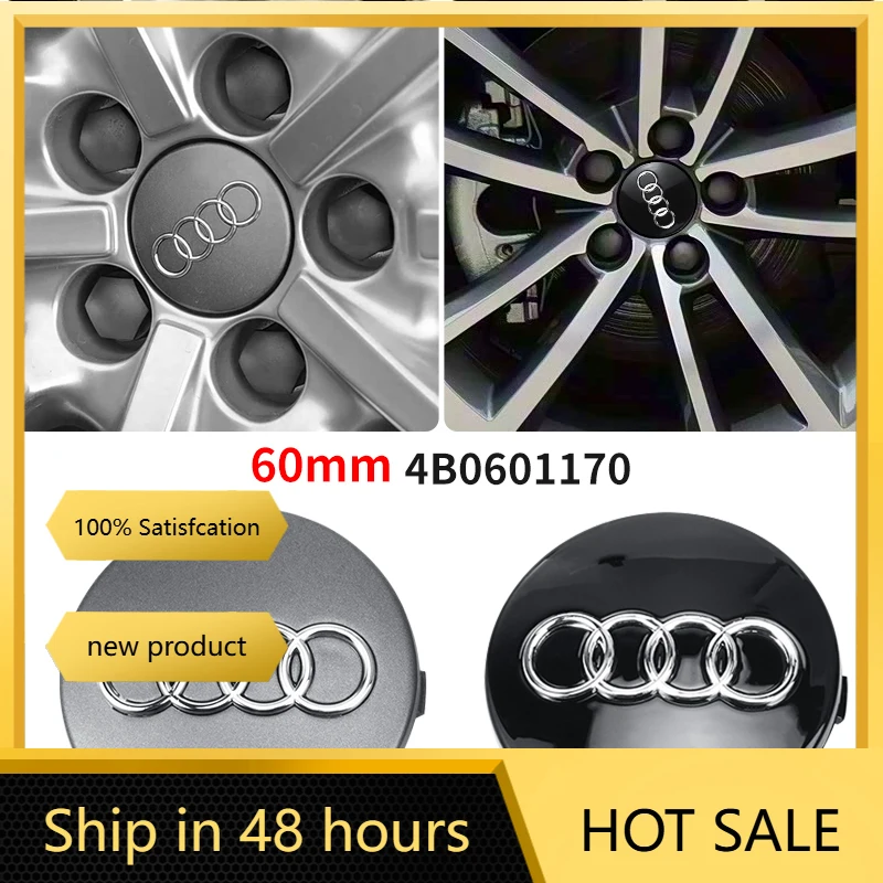 

4 шт./лот, 60 мм, черные колпаки центральной ступицы колеса, эмблема для Audi Q3 Q5 Q7 Q8 TT S6 S7 R8 RS5 4B0601170, авто декоративные аксессуары