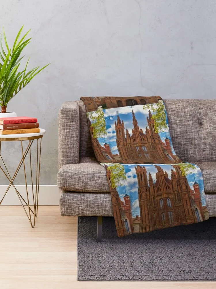 Lithuania. Vilnius. St. Anne's Church. Throw Blanket Quilt sofa bed Blankets