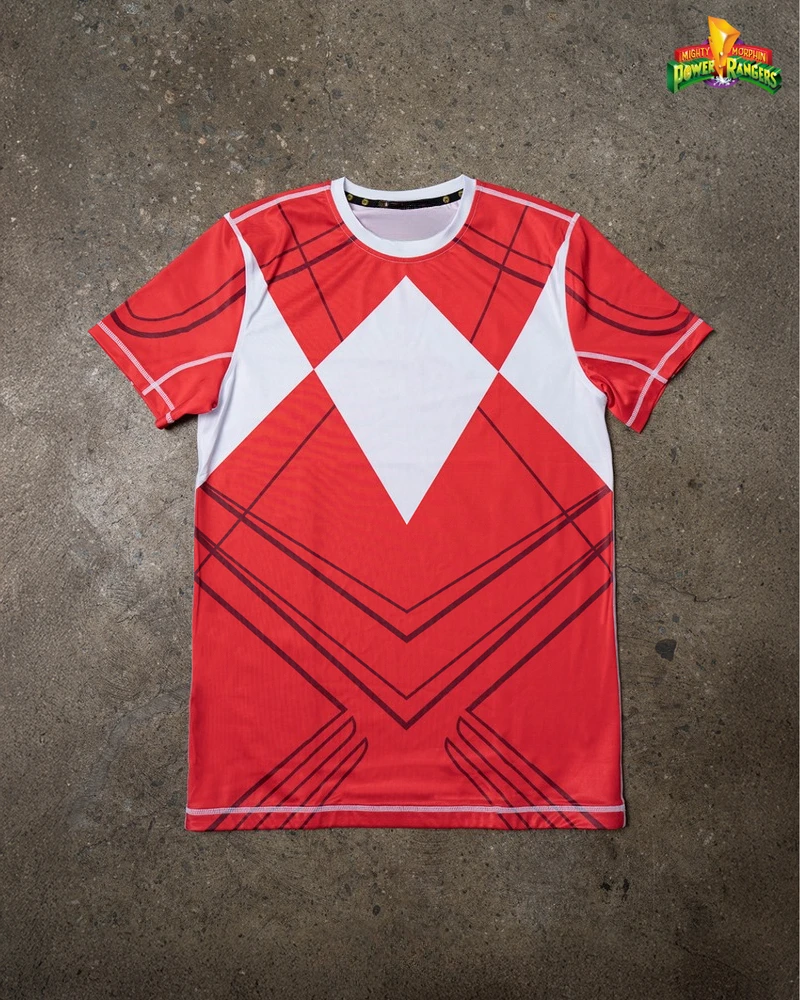 Retro Mighty Morphin Power Rangers Red Ranger MMA Sport-T-Shirt für Herren, Fitness-Training, ultratranspirierendes, schweißableitendes Workout-Top – Detail 6