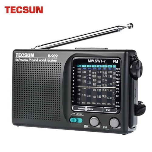TECSUN R-909 AM/FM/SM/MW (9 bandas) Transmisión de receptor de radio multibanda con altavoz incorporado