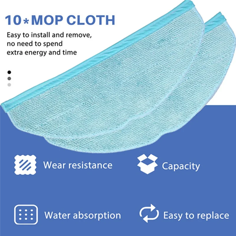 10 peças almofadas de pano mop para homerun série 7000 xu7100/01 xu7100/02 peças de reposição acessórios de limpeza doméstica-A77G