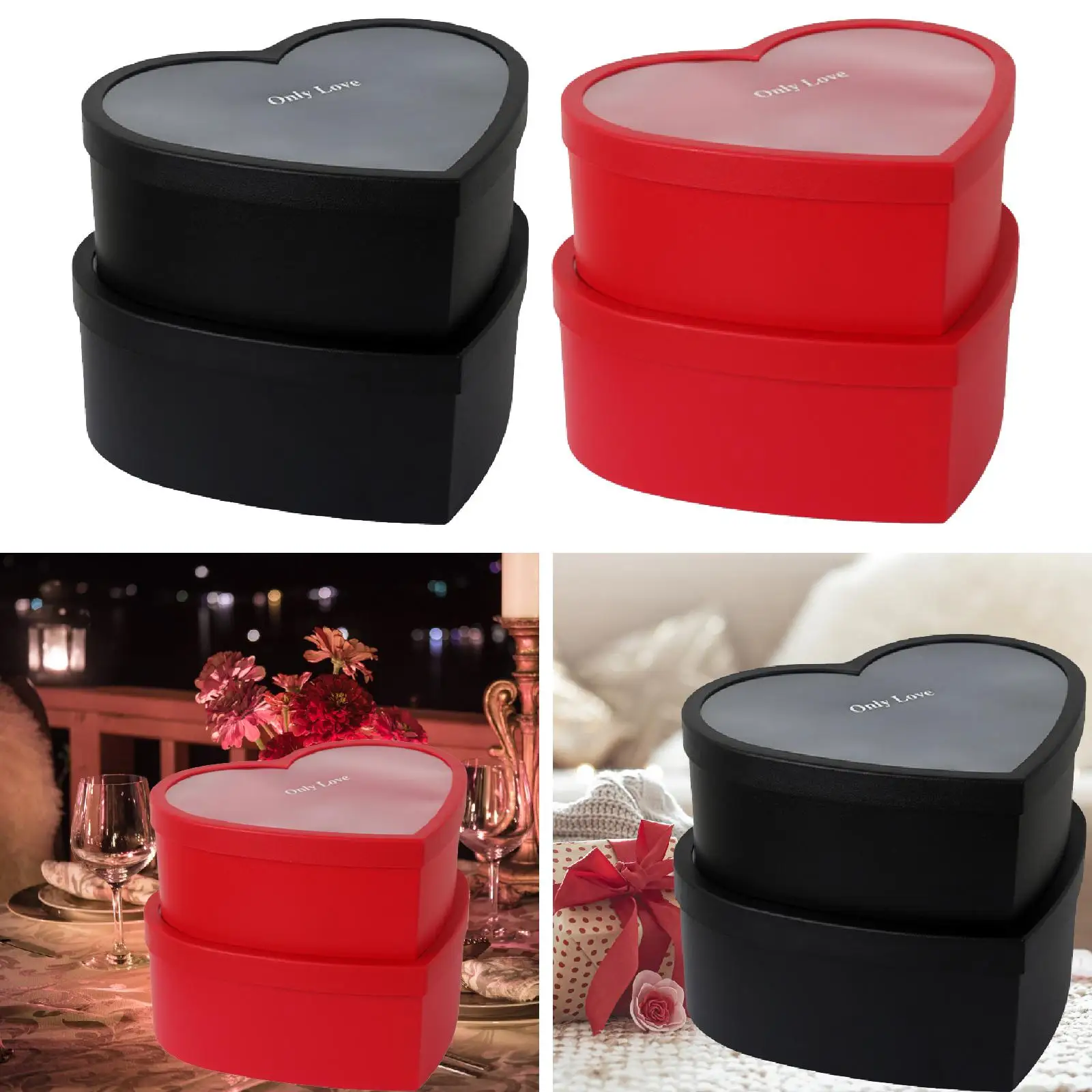 Cajas en forma de corazón con tapas transparentes, embalaje de regalo, Chocolate vacío, 2 uds.