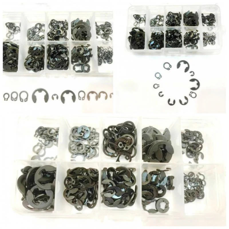 

300Pcs 3mm 4mm 5mm 6mm 8mm 9mm Black Steel E Clip Circlip Retaining Ring Washer for Shaft Fastener