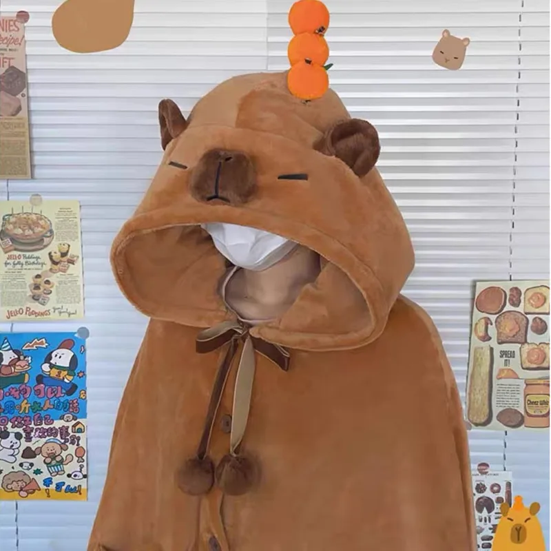 Cute Capybara Cosplay Cloak Soft Animal Shark/fox/bat Blanket Hoodie Cape Kawaii Party Costume Flannel Sleepwear Kids Gifts