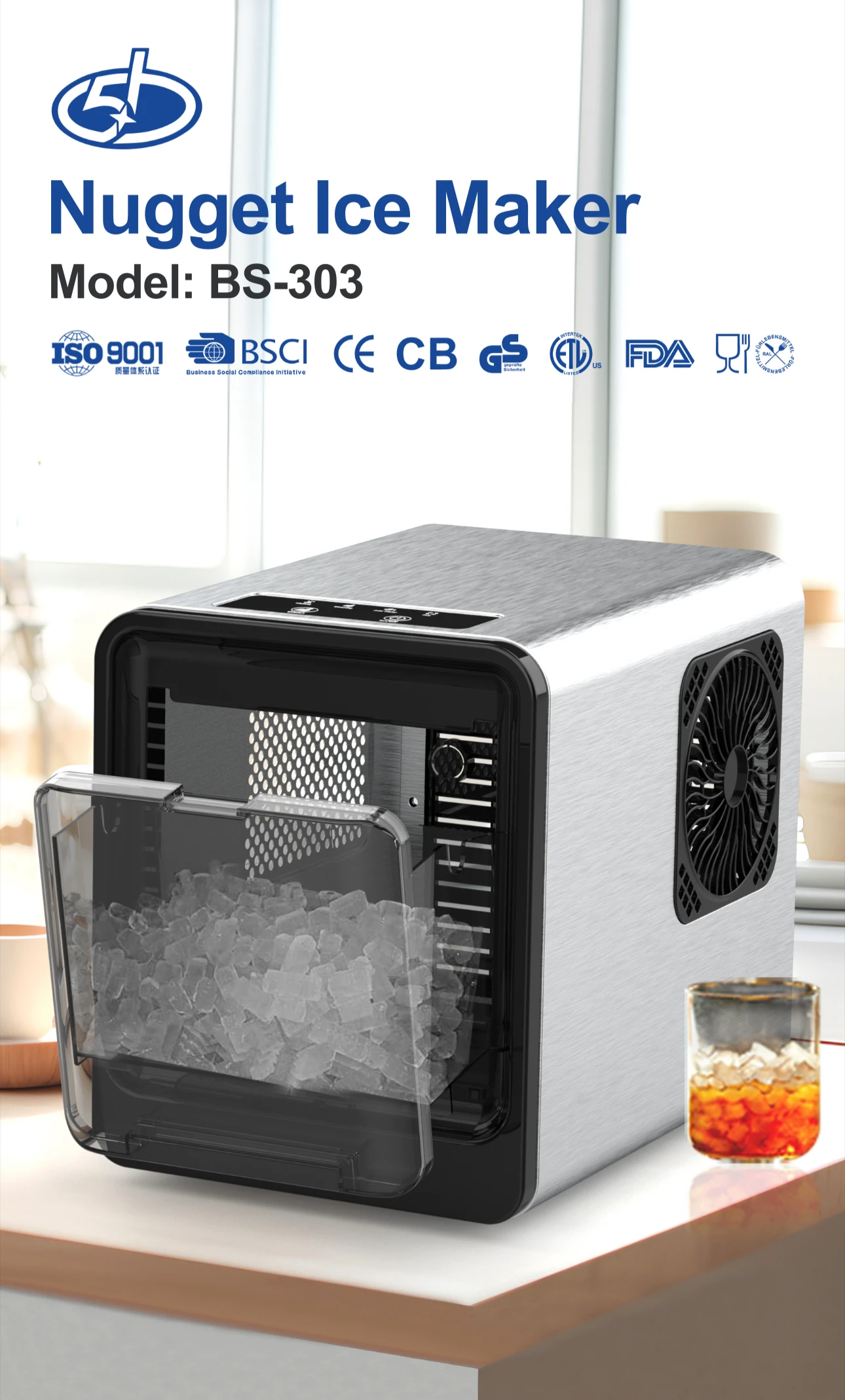 제빙기 기계 4분 휴대용 얼음(셀프 레닝 및 가정용 주방 사무실 파티용 핸들 기계 포함)