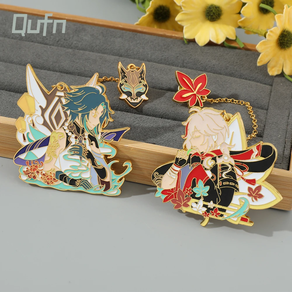 Kaedehara Kazuha Genshin Impact Xiao Cosplay Accesories Cartoon Enamel Pin Anime Figure Game Metal Badge Brooch Pin Collection